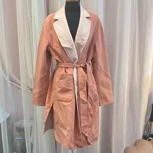 Stylish Pink Reversible Trench Belted Coat